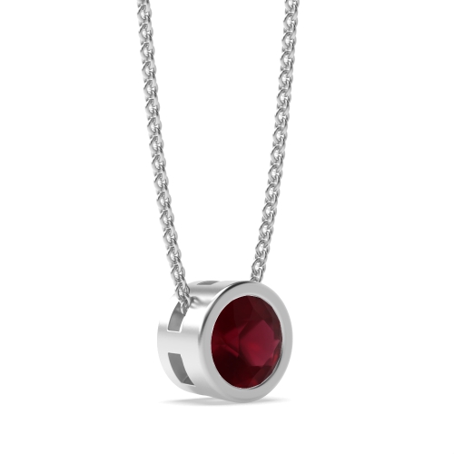 Bezel Setting classic Ruby Solitaire Pendant Necklace