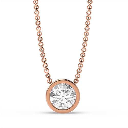 Bezel Setting Rose Gold Classic Solitaire Pendant Necklace