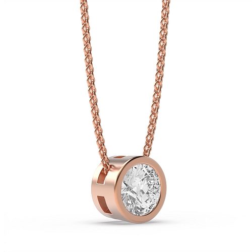 Bezel Setting Rose Gold Classic Solitaire Pendant Necklace