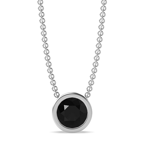 Bezel Setting Classic Black Diamond Pendant Necklaces