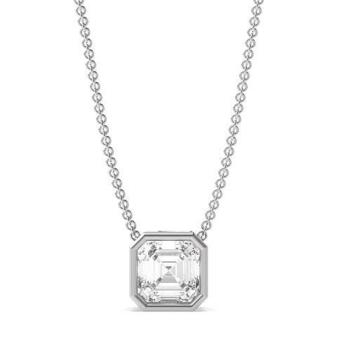 Bezel Setting Asscher Classic Solitaire Pendant Necklaces
