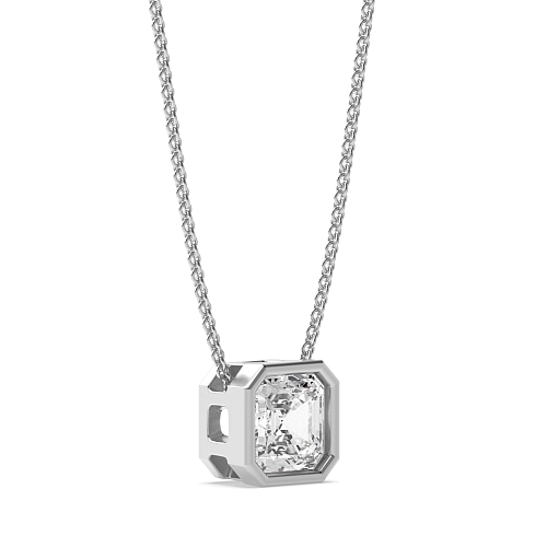 Bezel Setting Asscher Classic Solitaire Pendant Necklaces