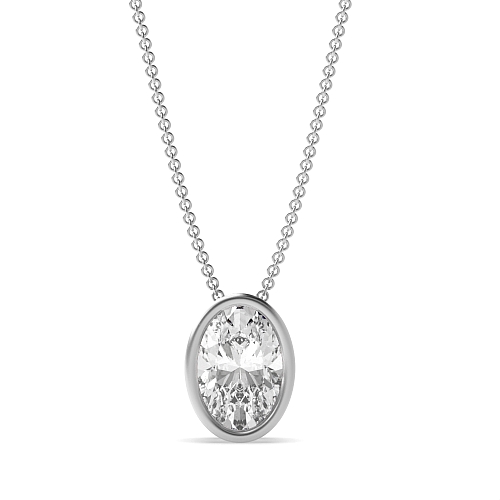 Bezel Setting Oval Classic Pendant Necklaces