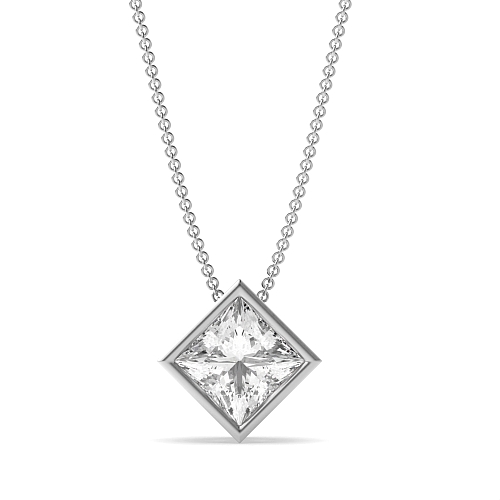 Bezel Setting Princess Classic Pendant Necklaces