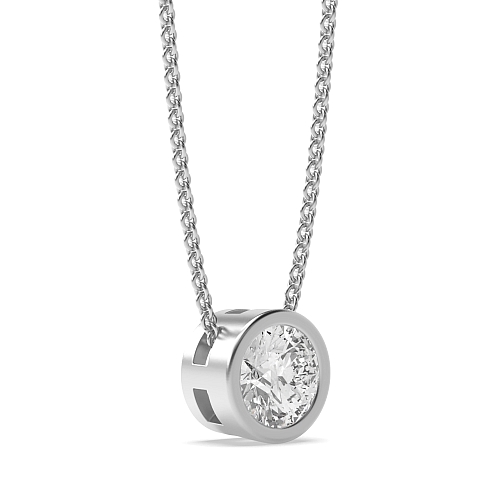 Bezel Setting White Gold Classic Solitaire Pendant Necklace