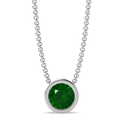 Bezel Setting Classic Emerald Pendant Necklaces