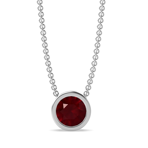 Bezel Setting Classic Ruby Pendant Necklaces