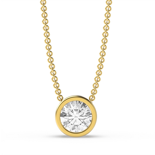 Bezel Setting Round 0.20 I1 H ABELINI 18K Yellow Gold Classic Solitaire pendant necklaces