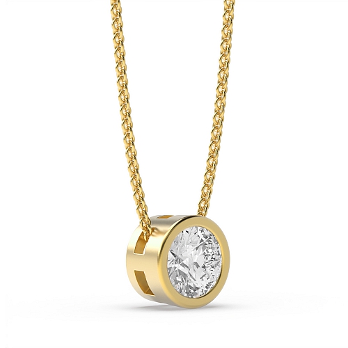 Bezel Setting Round 0.20 I1 H ABELINI 18K Yellow Gold Classic Solitaire pendant necklaces