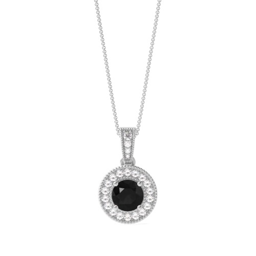 Vintage Style Dangling Round Shape Halo Diamond Necklace