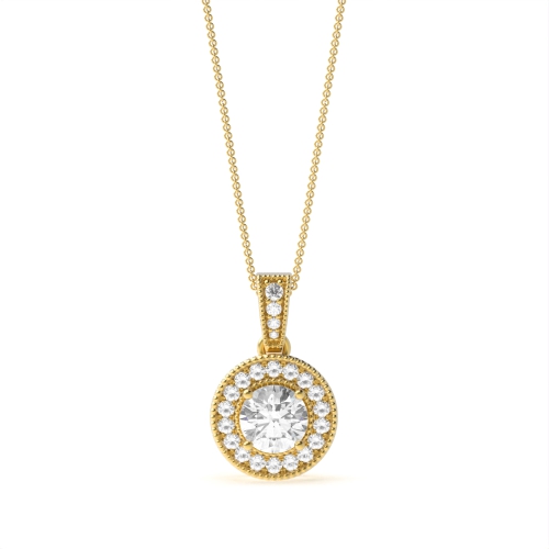 Vintage Style Dangling Round Shape Halo Diamond Necklace