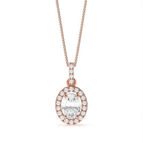 4 Prong Oval Rose Gold Pathcharm Pendant Necklaces
