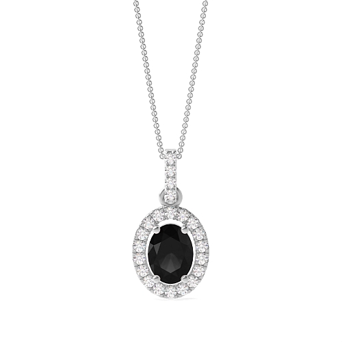 4 Prong Oval Pathcharm Black Diamond Pendant Necklaces