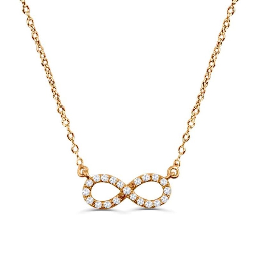 Pave Setting Round Rose Gold Infinity Delicate Pendant Necklaces