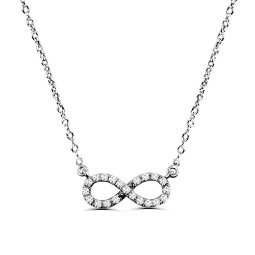 Pave Setting Round Infinity Pendant Necklaces