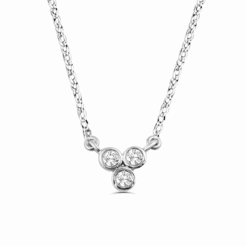 Trilogy Lab Grown Diamond Necklace Pendant For Women (5.0Mm-9.0Mm)
