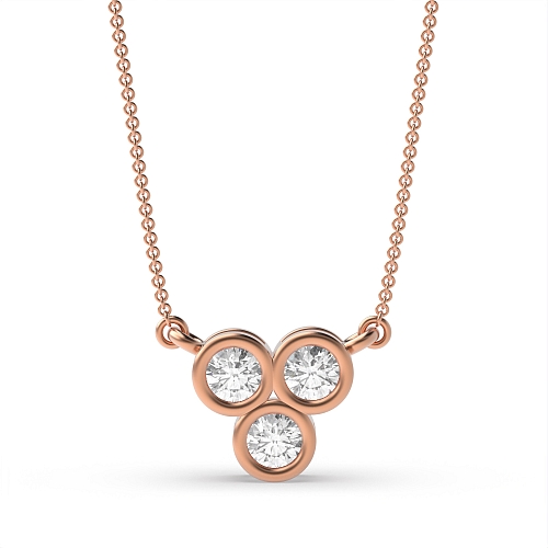 Pave Setting Round Rose Gold Aurumstud Delicate Pendant Necklaces