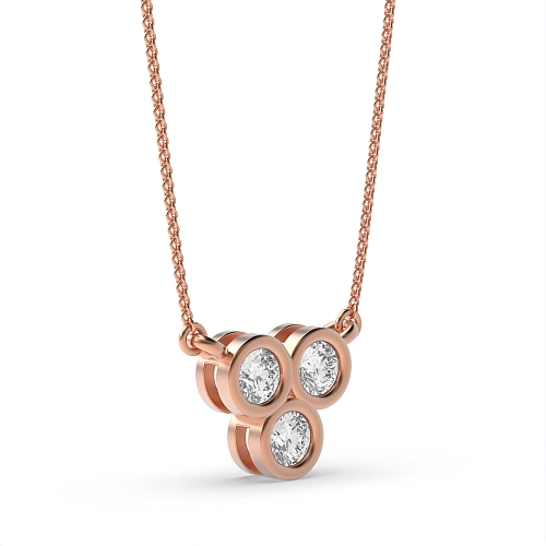 Pave Setting Round Rose Gold Aurumstud Delicate Pendant Necklaces