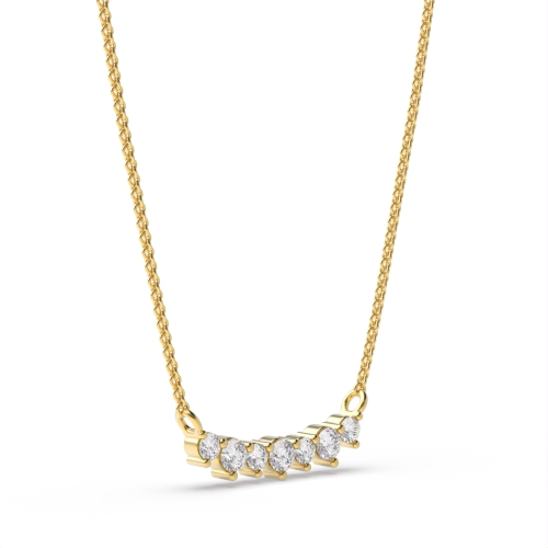 Pave Setting Round Yellow Gold Spark Pendant Necklaces