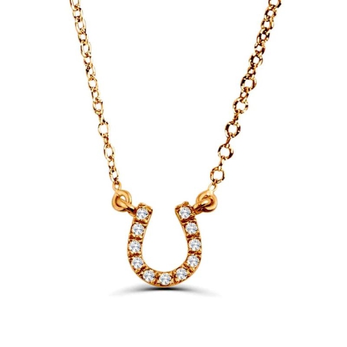 0.05Ct Horse Shoe Diamond Necklace Pendant For Women (7X7Mm)