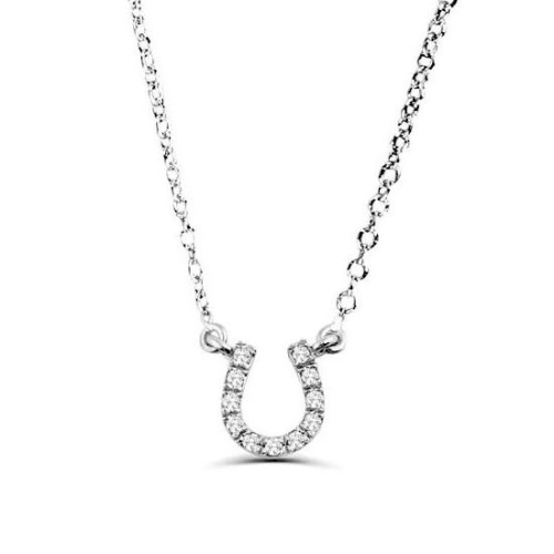 0.05Ct Horse Shoe Moissanite Necklace Pendant for Women (7X7Mm)