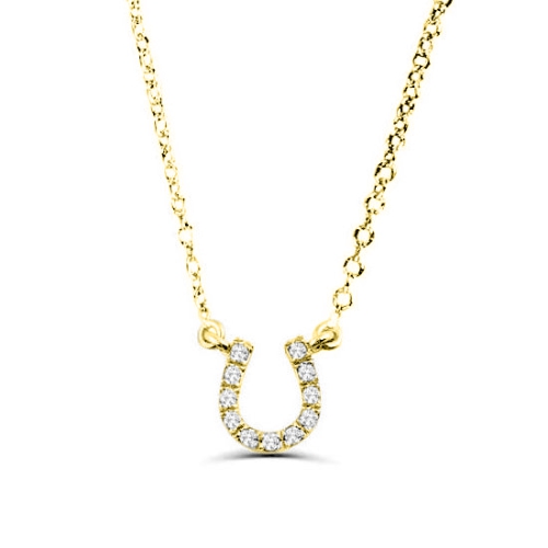 0.05Ct Horse Shoe Diamond Necklace Pendant for Women (7X7Mm)