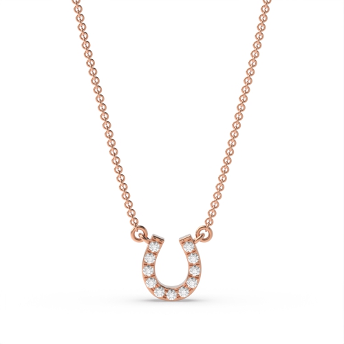 Pave Setting Round Rose Gold Horse shoe Delicate Pendant Necklaces