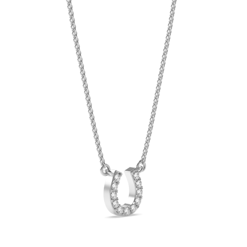 Pave Setting Round Horse Shoe Designer Pendant Necklace