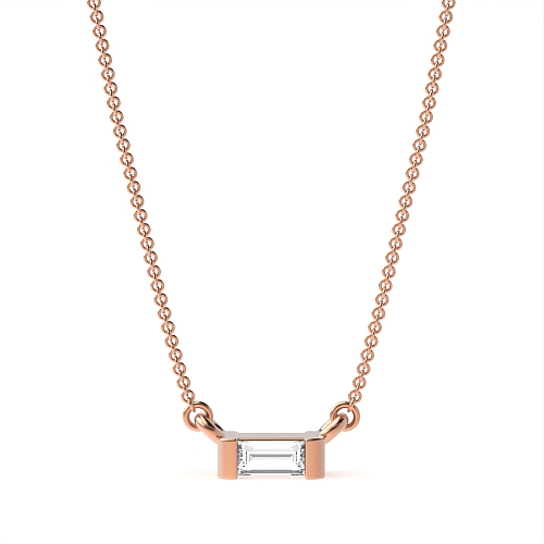 Pave Setting Baguette Rose Gold Illume Delicate Pendant Necklaces