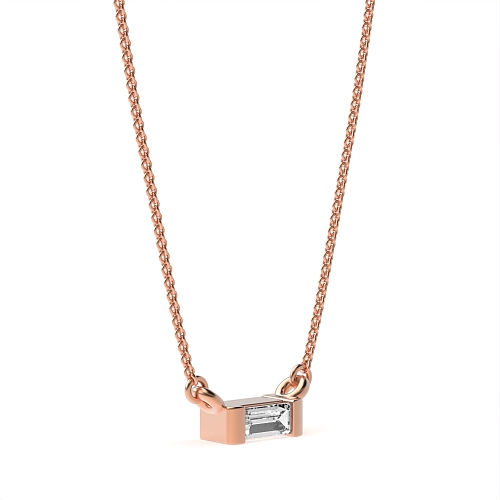 Pave Setting Baguette Rose Gold Illume Delicate Pendant Necklaces