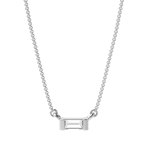 5 carat  Pave Setting Baguette Illume Lab Grown Diamond Pendant Necklaces