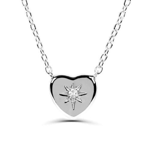 0.05Ct Heart Lab Grown Diamond Solitaire Pendant Necklace For Women (8X7Mm)