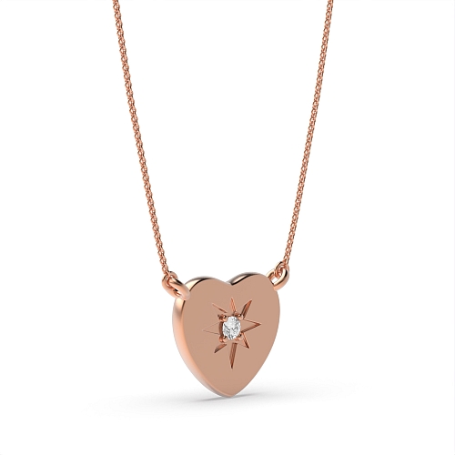 Pave Setting Round Rose Gold Polish Delicate Pendant Necklaces