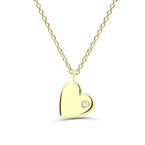 0.02Ct Heart Diamond Solitaire Pendant Necklace for Women (10X10Mm)