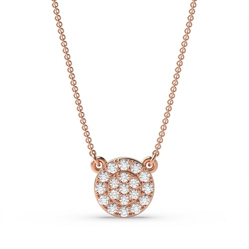 Pave Setting Round Rose Gold 7.5x7.5mm Delicate Pendant Necklaces