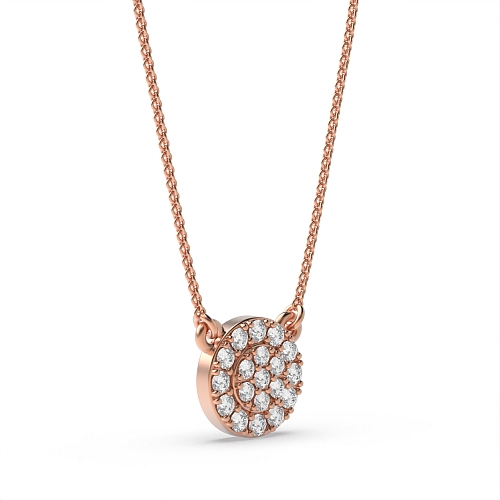 Pave Setting Round Rose Gold 7.5x7.5mm Delicate Pendant Necklaces