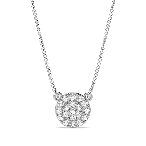 Pave Setting Round 7.5x7.5mm Lab Grown Diamond Pendant Necklaces