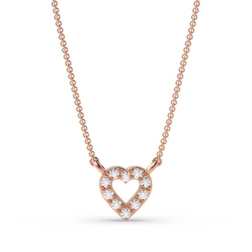 Pave Setting Round Rose Gold 6x6mm Delicate Pendant Necklaces