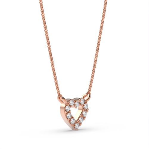 Pave Setting Round Rose Gold 6x6mm Delicate Pendant Necklaces