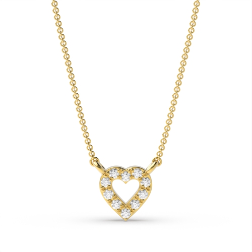 Pave Setting Round Yellow Gold 6x6mm Pendant Necklaces