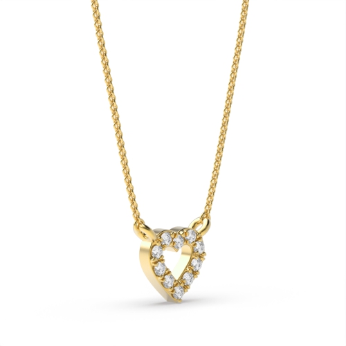 Pave Setting Round Yellow Gold 6x6mm Pendant Necklaces