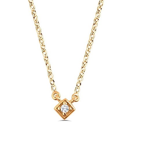 Pave Setting Round Rose Gold 5x5mm Delicate Pendant Necklaces