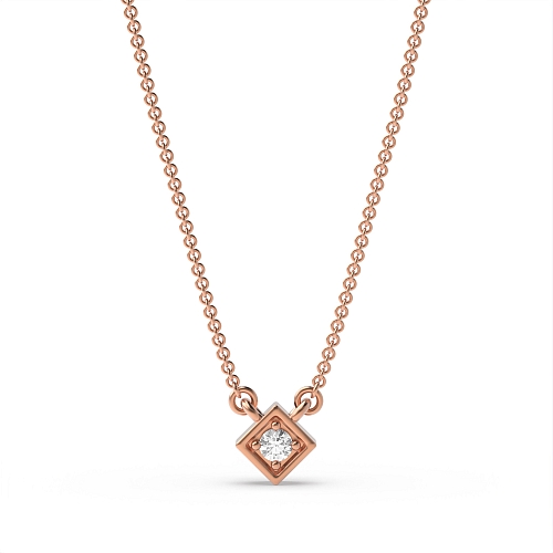 Pave Setting Round Rose Gold 5x5mm Delicate Pendant Necklaces