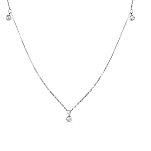 Buy 0.25Ct Station Diamond Necklace For Women (6X6Mm) - Abelini