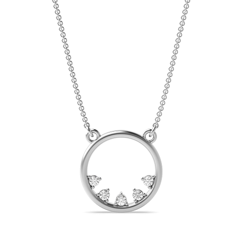 Pave Setting Round 12x12mm circle Lab Grown Diamond Pendant Necklaces