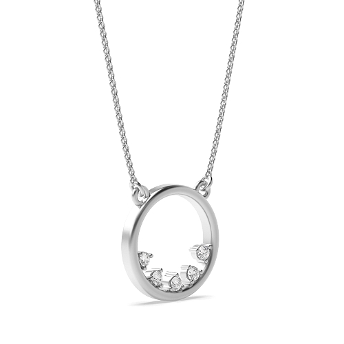Pave Setting Round 12x12mm circle Lab Grown Diamond Pendant Necklaces