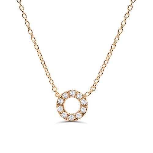 Pave Setting Round Rose Gold Circle of life 7x7mm Delicate Pendant Necklaces