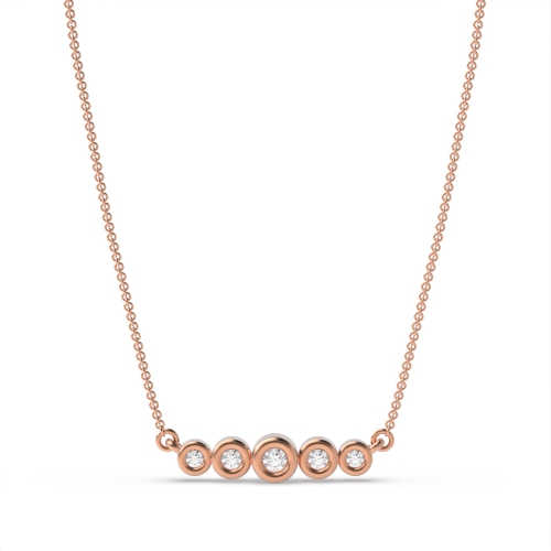 Pave Setting Round Rose Gold 3.5x15mm Delicate Pendant Necklaces