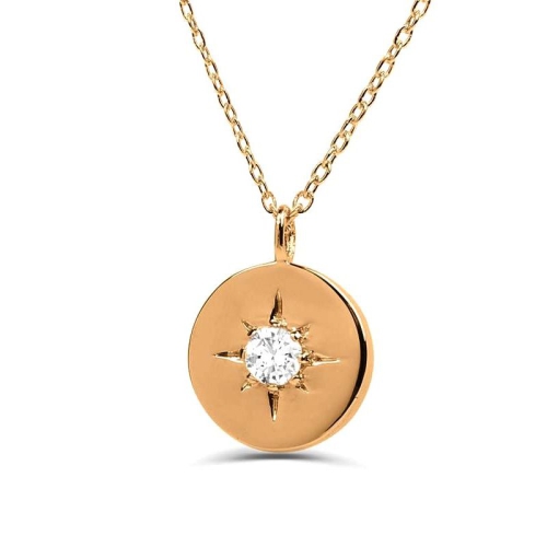 0.05Ct Circle Solitaire Diamond Necklace Pendant for Women (8X8MM)