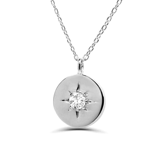 0.05Ct Circle Solitaire Moissanite Necklace Pendant for Women (8X8MM)